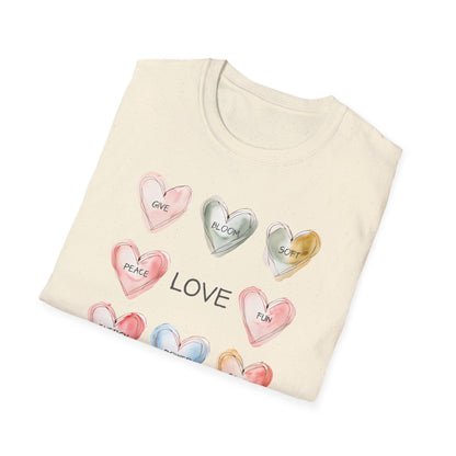 Love Is - Watercolor Hearts Grid With Text T-Shirt