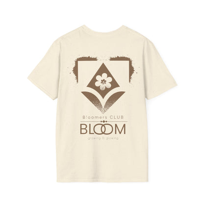 Blooming Club T-Shirt –  Typography Logo Style Floral Front And Back Design