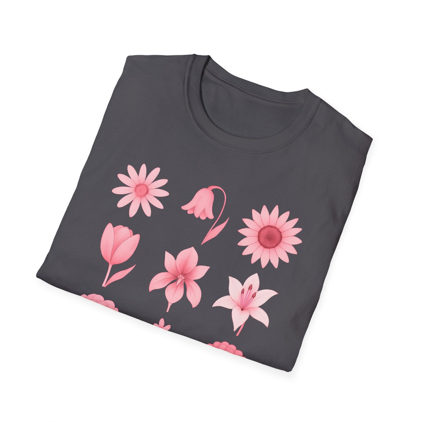 Pink Flowers Grid T-Shirt