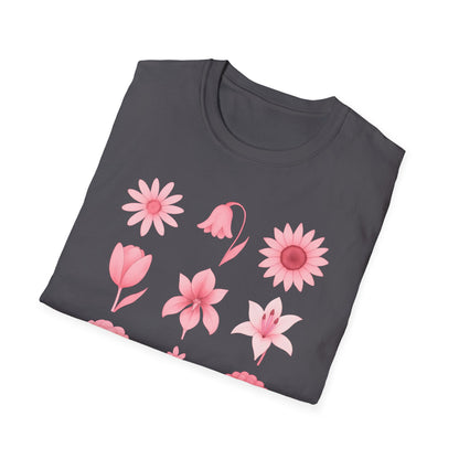 Pink Flowers Grid T-Shirt