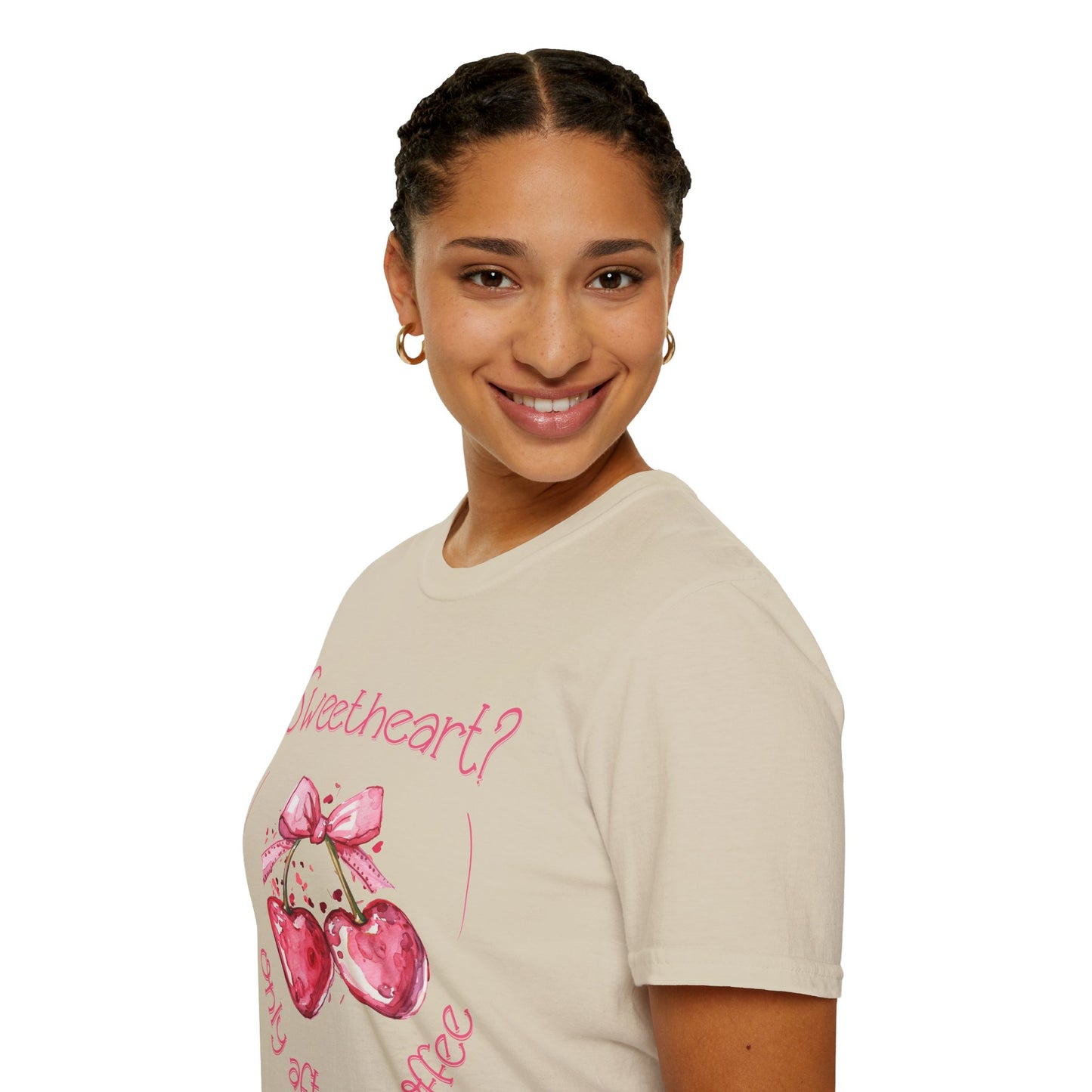 Sweetheart? Only After Coffee -  Watercolor Playful Heart Cherry  T-Shirt