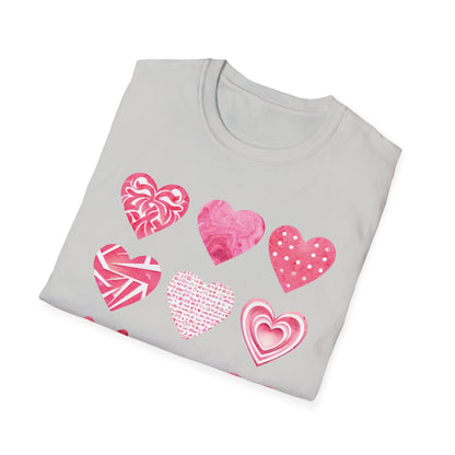 Grid of Different Pink Heart Patterns T-Shirt