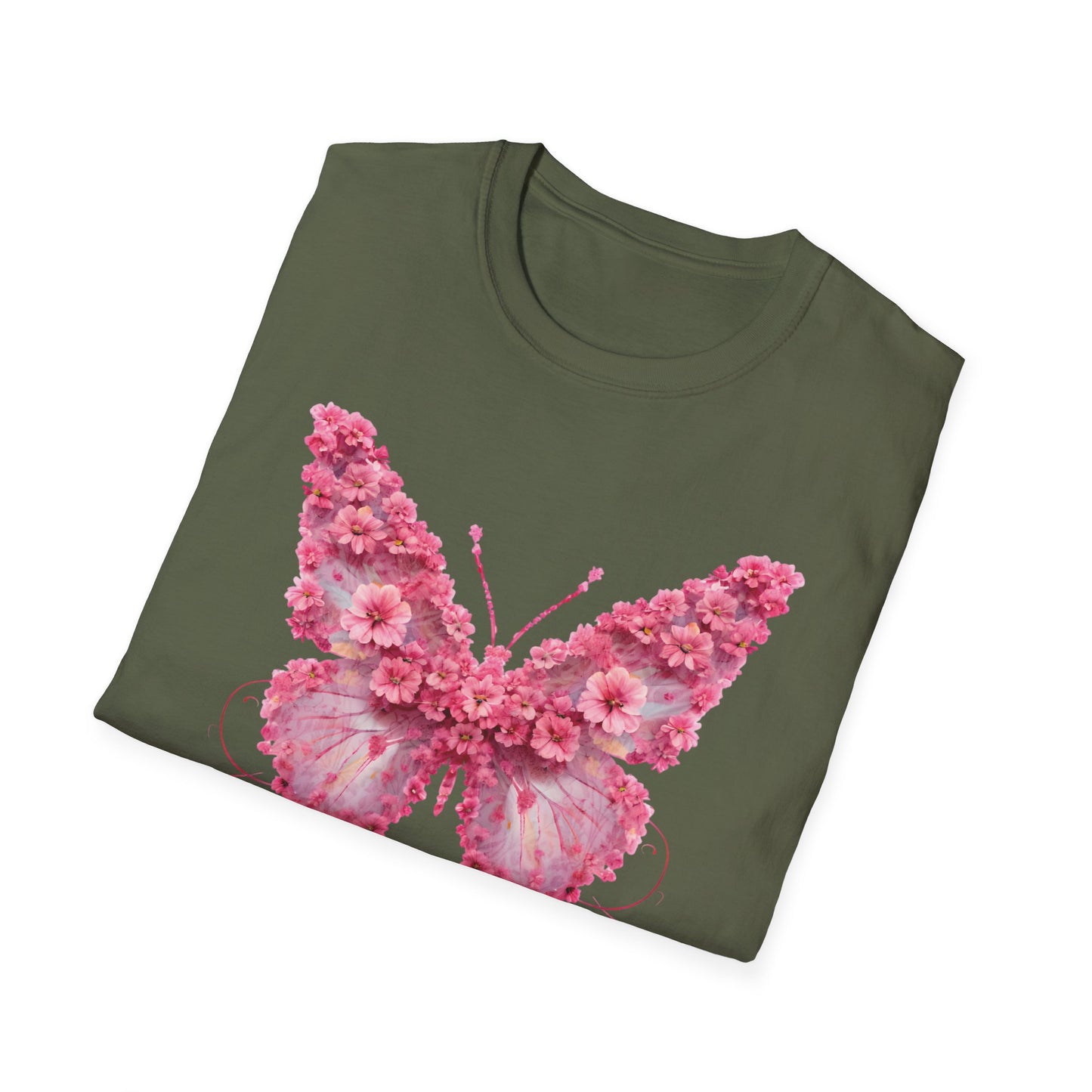 Elegant Floral Butterfly T-Shirt – Whimsical Design
