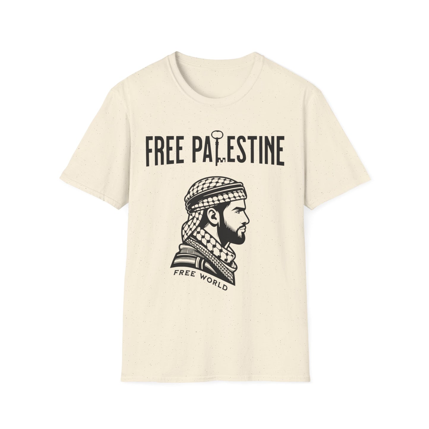 Free Palestine Free World - Man Wearing Palestinian Kuffiyah