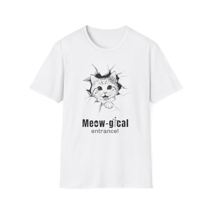 Meow-gical Entrance! - Playful Cute Kitten Breaking through Wall T-Shirt