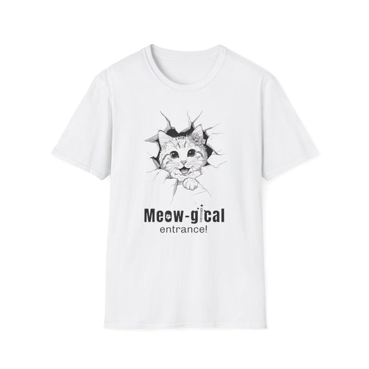 Meow-gical Entrance! - Playful Cute Kitten Breaking through Wall T-Shirt