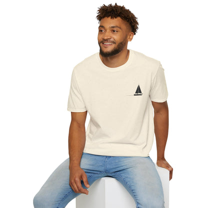 And The Journey Continues -  Minimalist Silhouette Sailboat T-Shirt