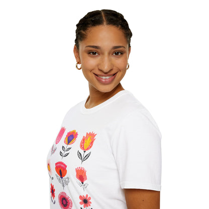 Vibrant Boho Grid Flowers T-Shirt