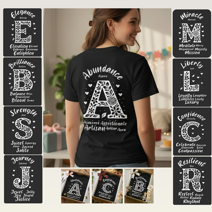 Letter M Flower T-Shirt - Letters Flowers Patterns Front And Back Design