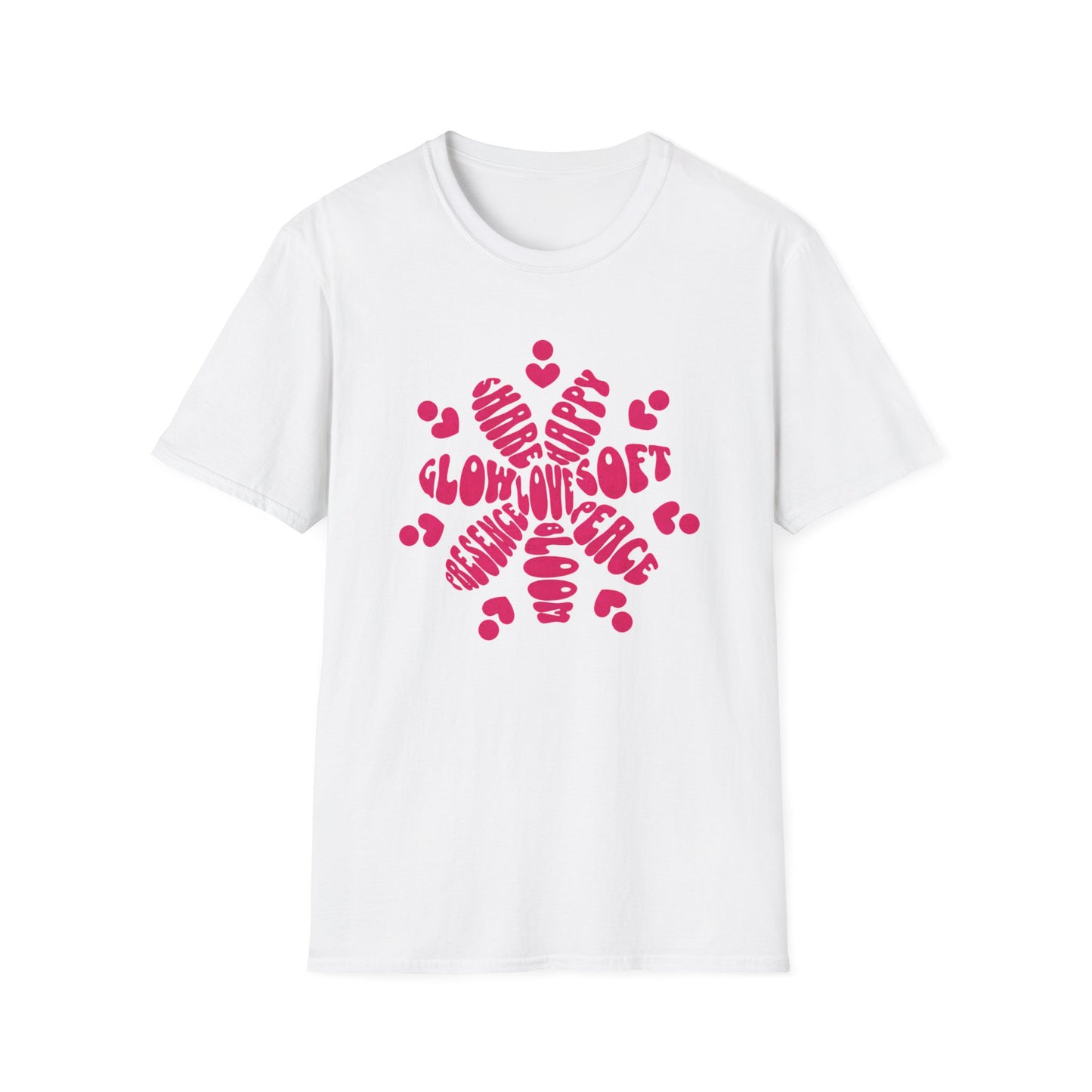 Love is T-Shirt - Vibrant Pink Flower Shape Typography  Design