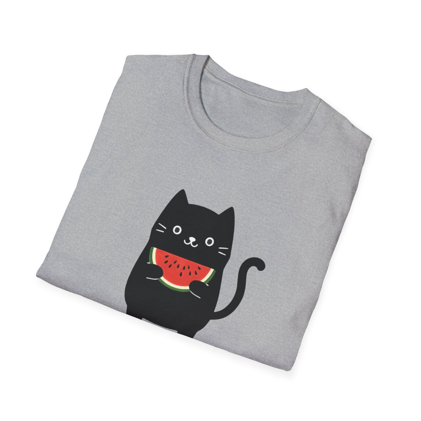 Watermeowlon Kitty T-Shirt - Cat Silhouette with Colorful Watermelon slice Design