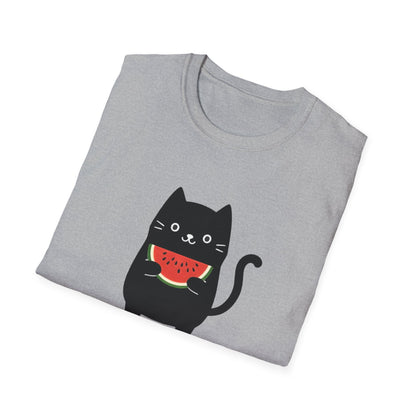 Watermeowlon Kitty T-Shirt - Cat Silhouette with Colorful Watermelon slice Design
