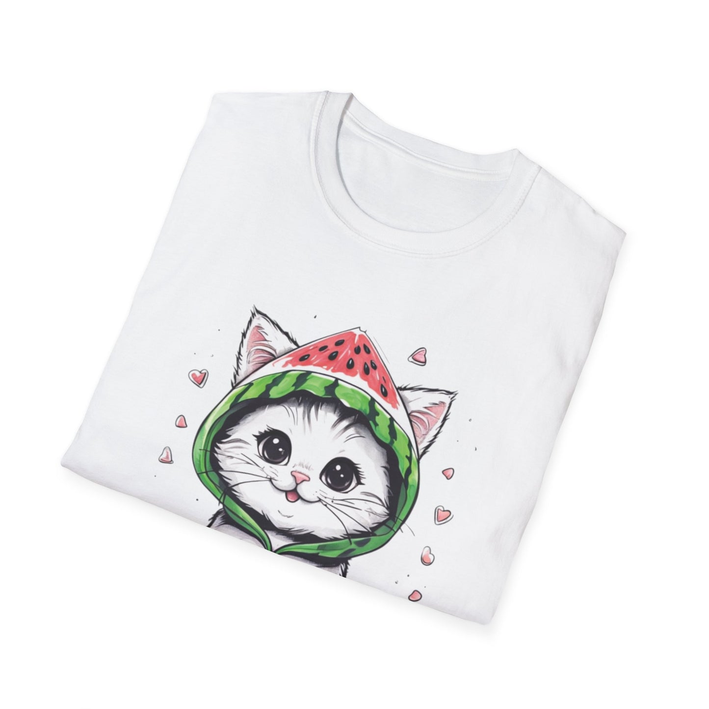 Fruit Hoodie Club T-Shirt - Kitten In A Watermelon Hoodie Design