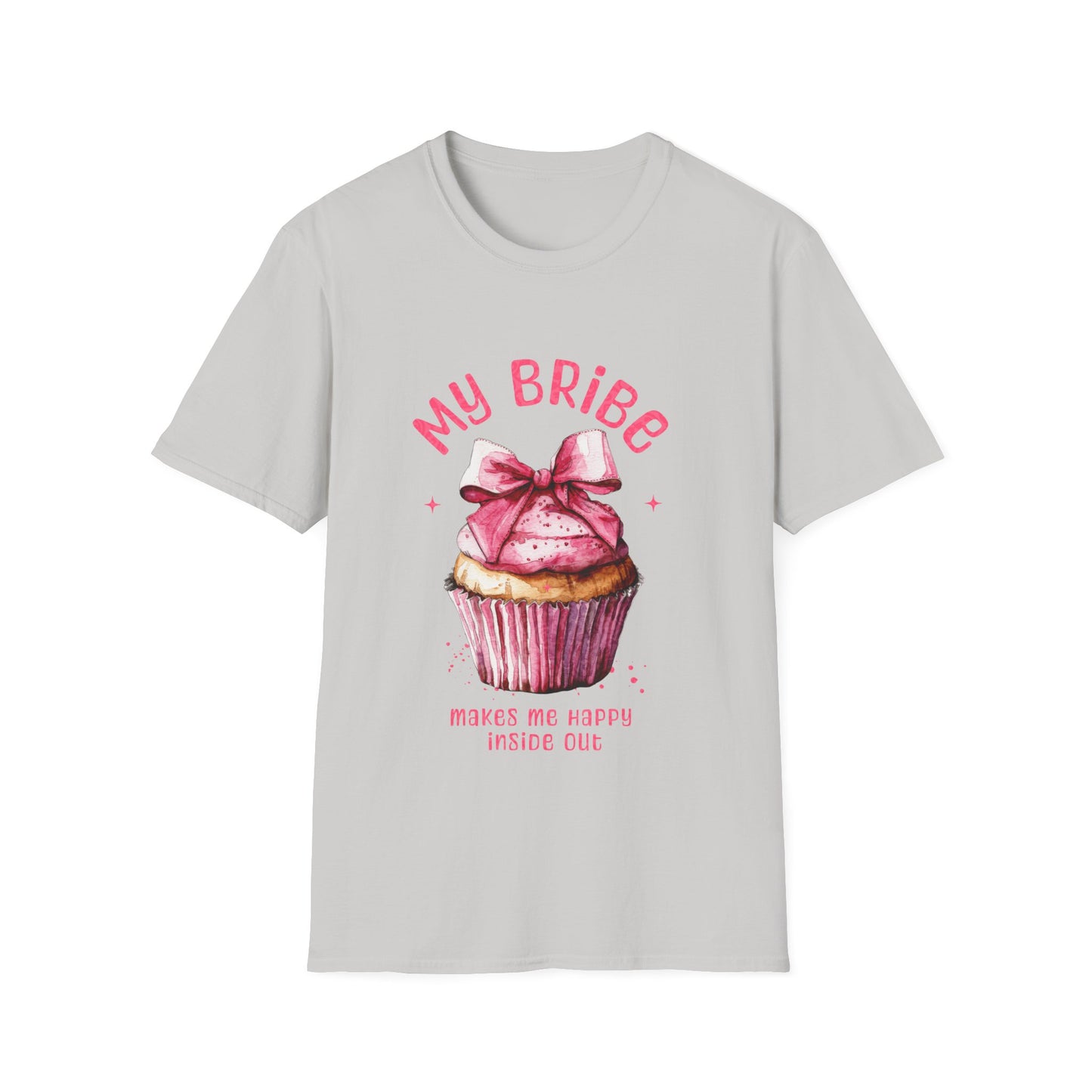 My Bribe Cupcake Makes Me Happy Inside Out -  Watercolor Pink Cupcake T-Shirt
