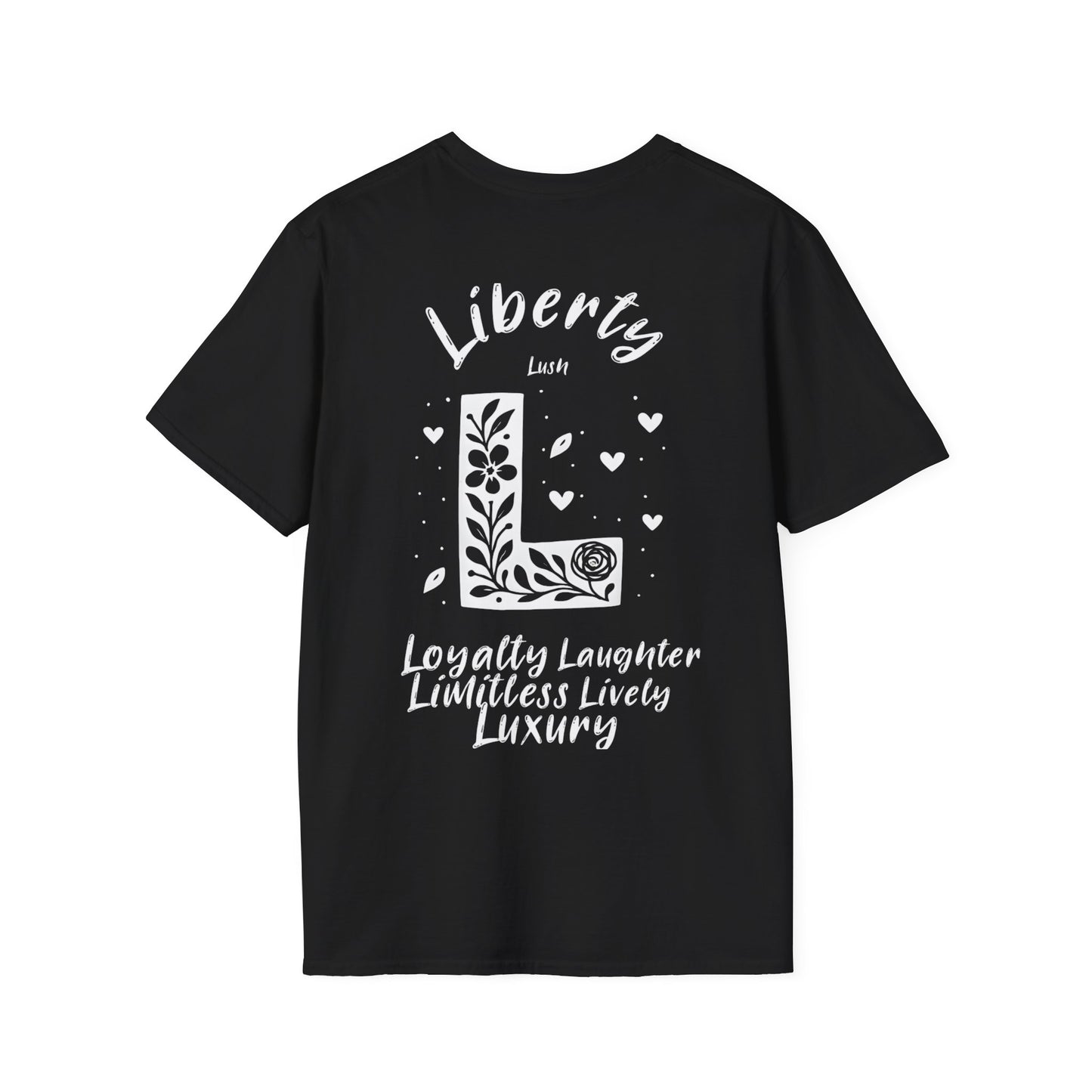 Letter L Flower T-Shirt - Letters Flowers Patterns Front And Back Design