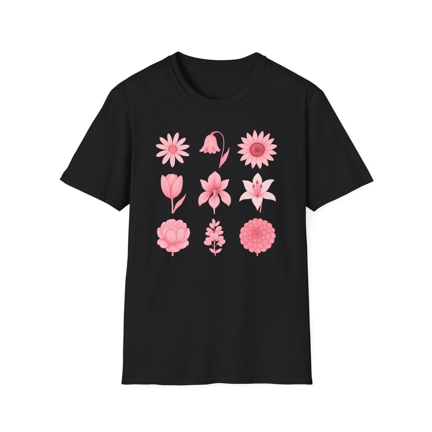 Pink Flowers Grid T-Shirt