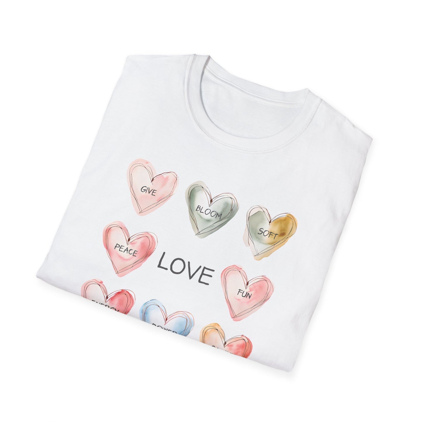 Love Is - Watercolor Hearts Grid With Text T-Shirt