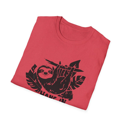 Hang In There! - Playful Minimalistic Sloth Silhouette Hanging Upside Down T-Shirt