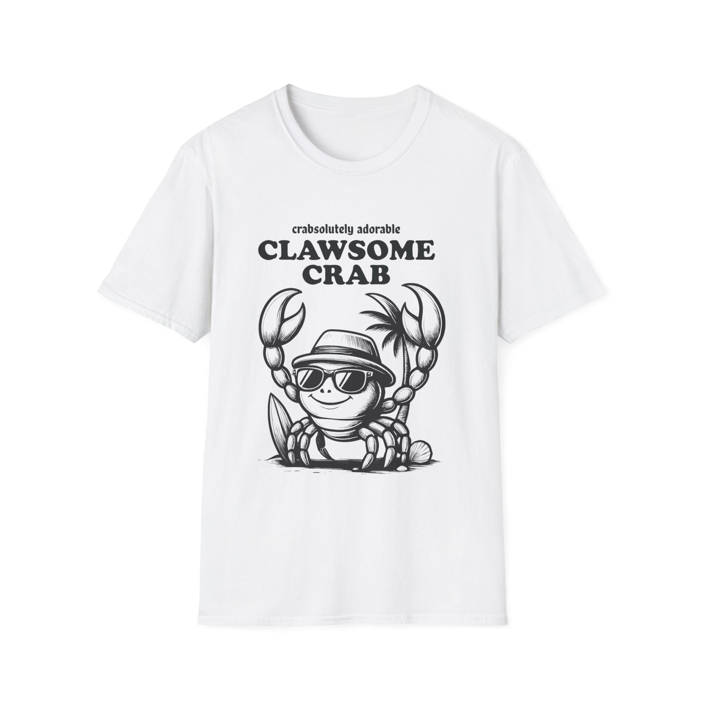 Crabsolutely Adorable Clawsome Crab  - Playful Cartoon Crab With Sunglasses And Palm Tree T-Shirt