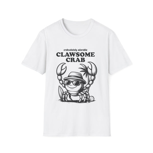 Crabsolutely Adorable Clawsome Crab  - Playful Cartoon Crab With Sunglasses And Palm Tree T-Shirt