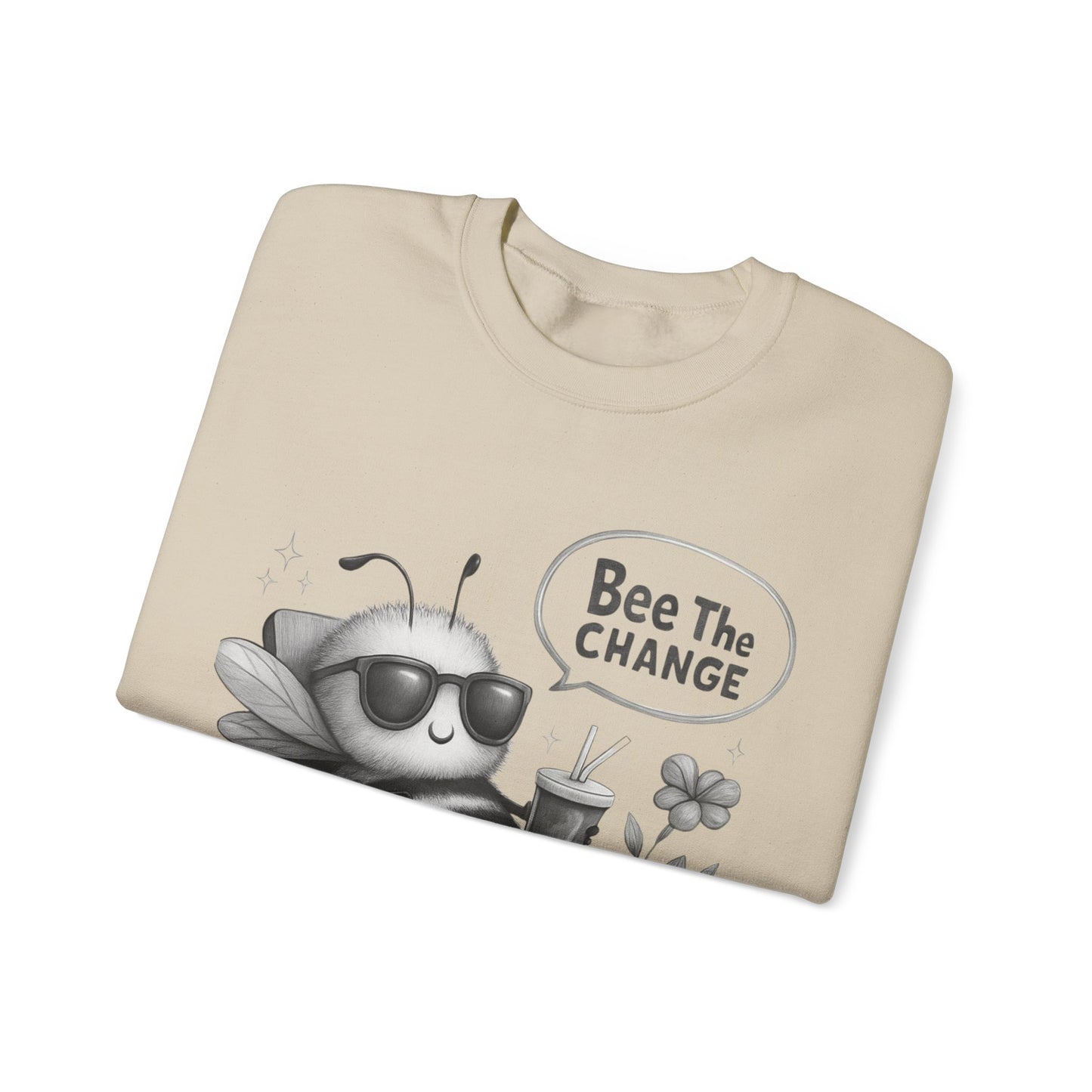 Bee The Change - Playful Cartoon Bee With Sunglasses Relaxing With A Drink Sweatshirt