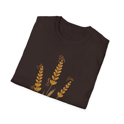 Golden Lavender T-Shirt - Scattered Typography Design