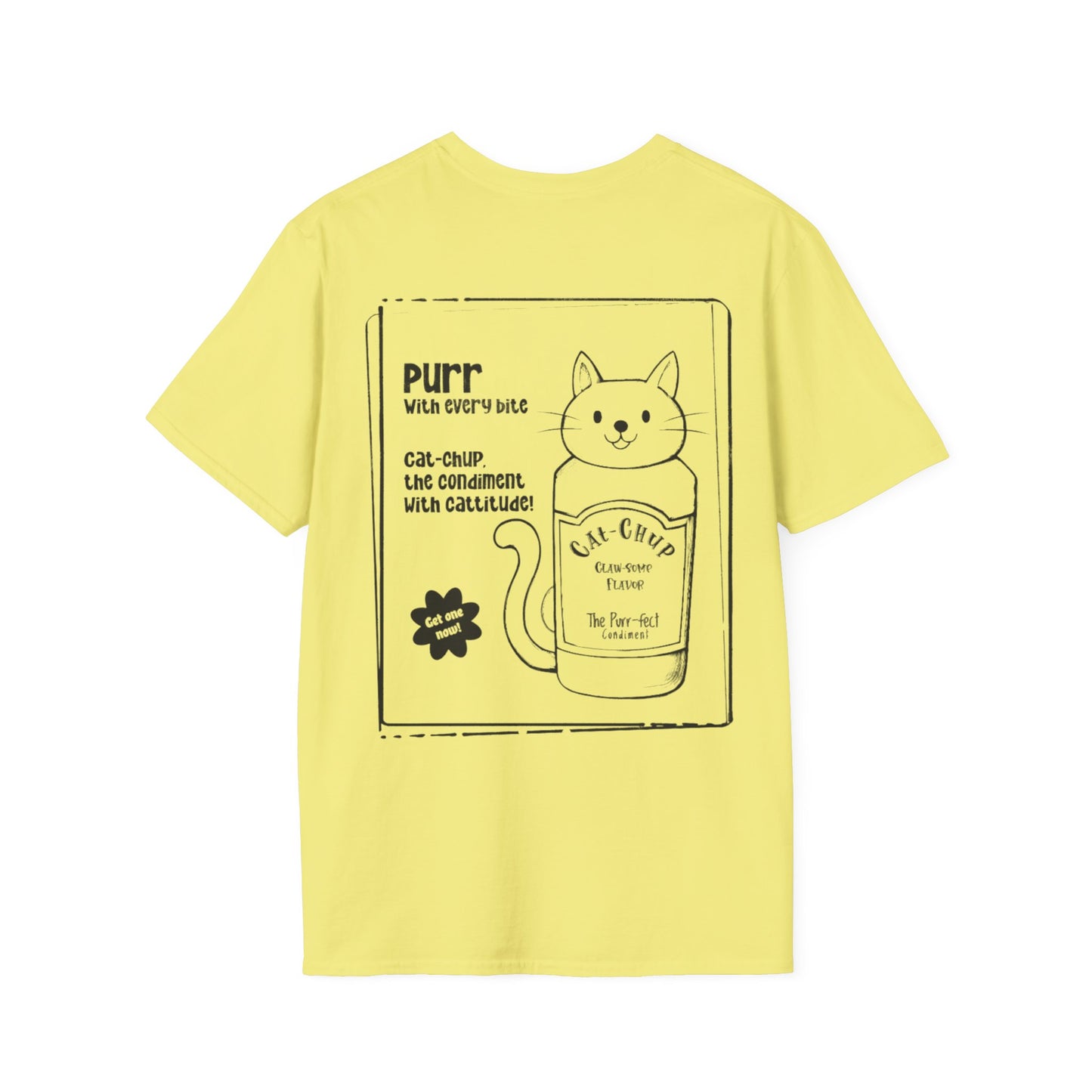 Cat-Chup T-Shirt - Cat-Shaped Catchup bottle Advertisement Design