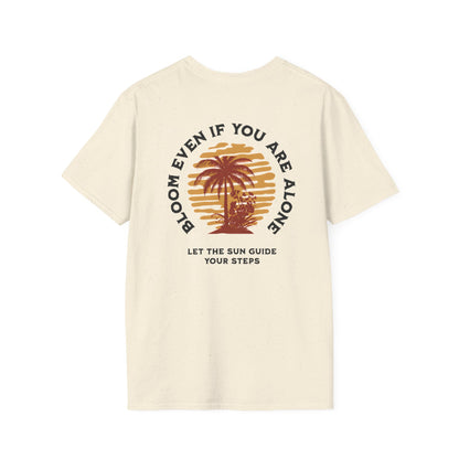 Bloom Even If You Are Alone – Vintage Palm Tree and Sunset T-Shirt