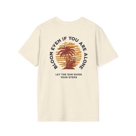 Bloom Even If You Are Alone – Vintage Palm Tree and Sunset T-Shirt