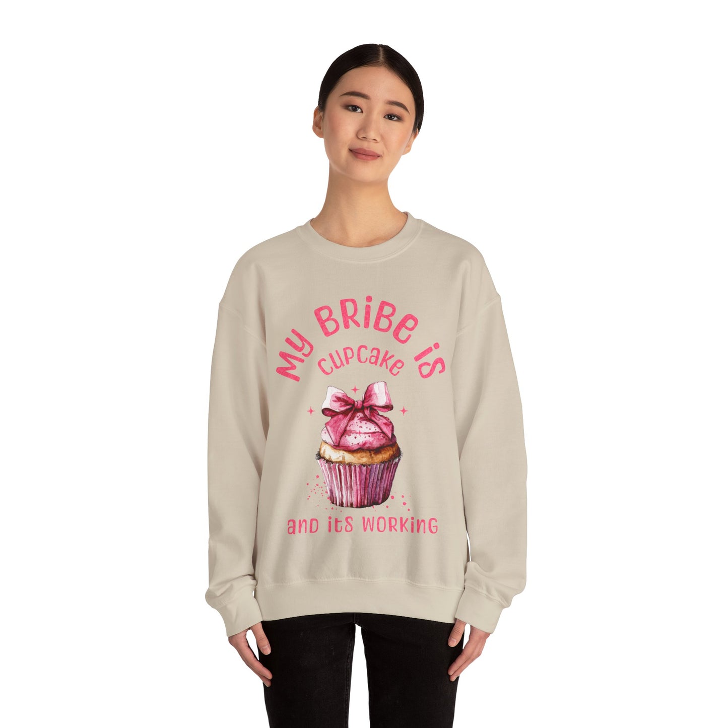 My Bribe Cupcake Makes and its working -  Watercolor Pink Cupcake Sweatshirt