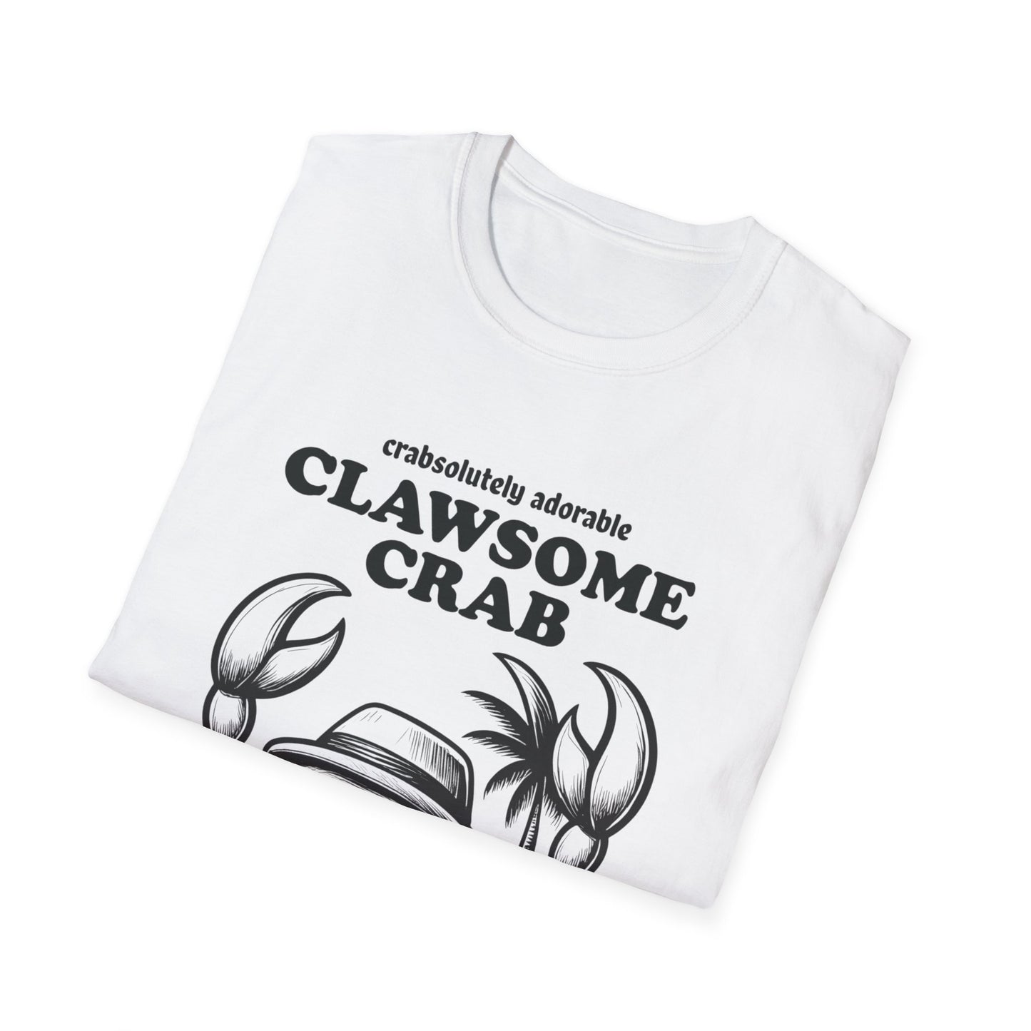 Crabsolutely Adorable Clawsome Crab  - Playful Cartoon Crab With Sunglasses And Palm Tree T-Shirt