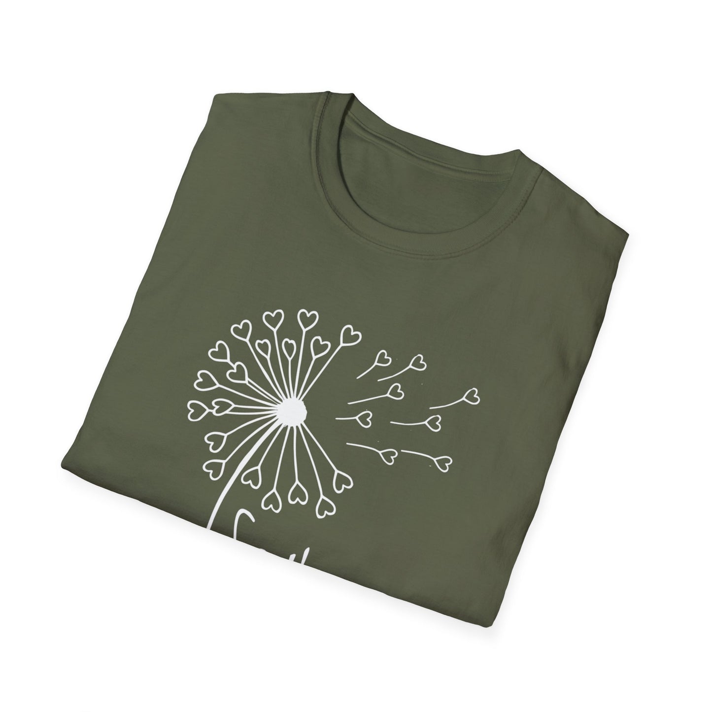 So (Sow) much love T-Shirt -Minimalistic Dandelion with Heart Shapes Design