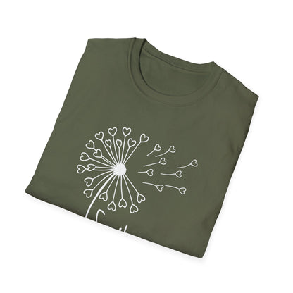 So (Sow) much love T-Shirt -Minimalistic Dandelion with Heart Shapes Design