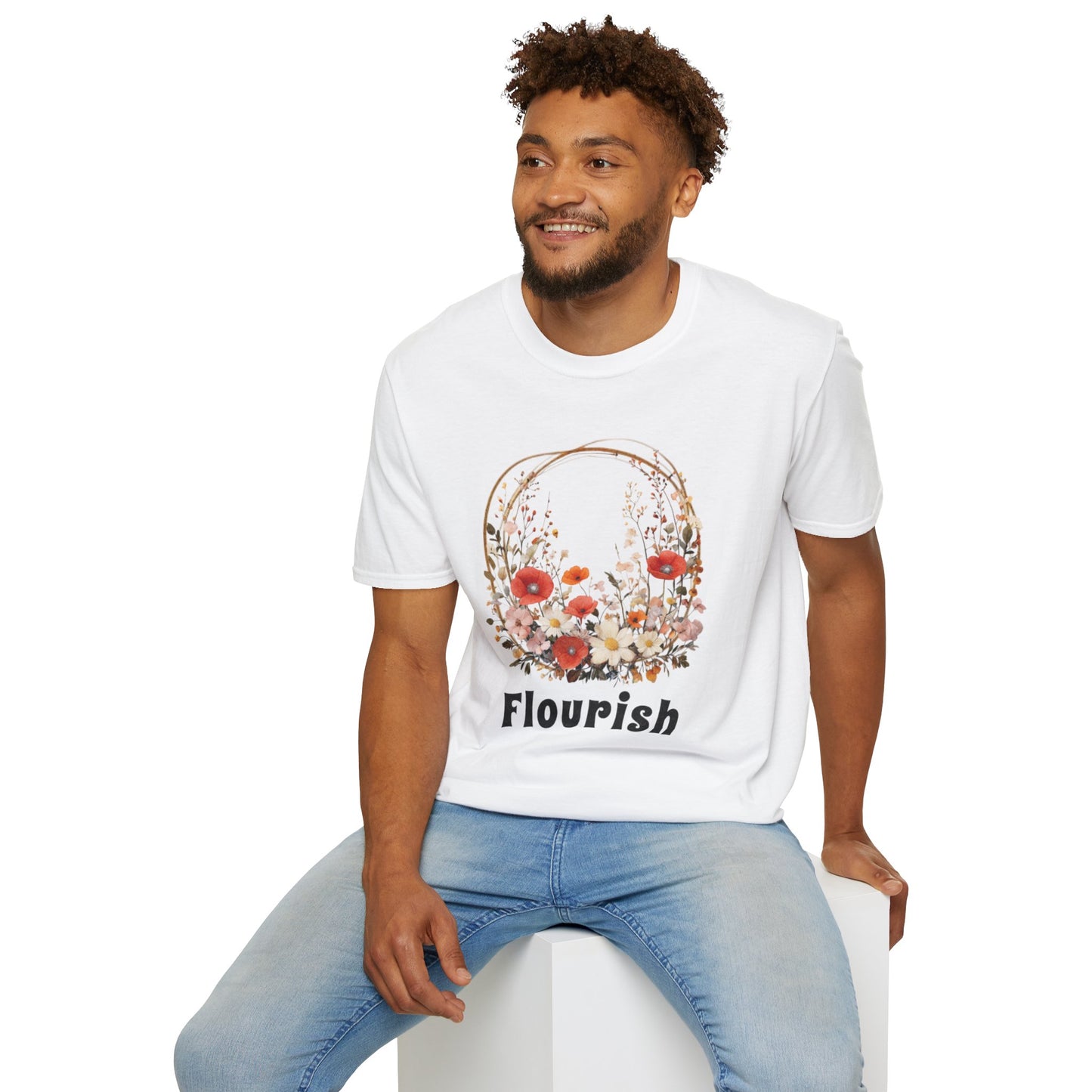 Flourish  - Vintage Watercolor Floral Circular Wreath T-Shirt
