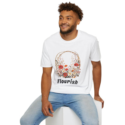 Flourish  - Vintage Watercolor Floral Circular Wreath T-Shirt
