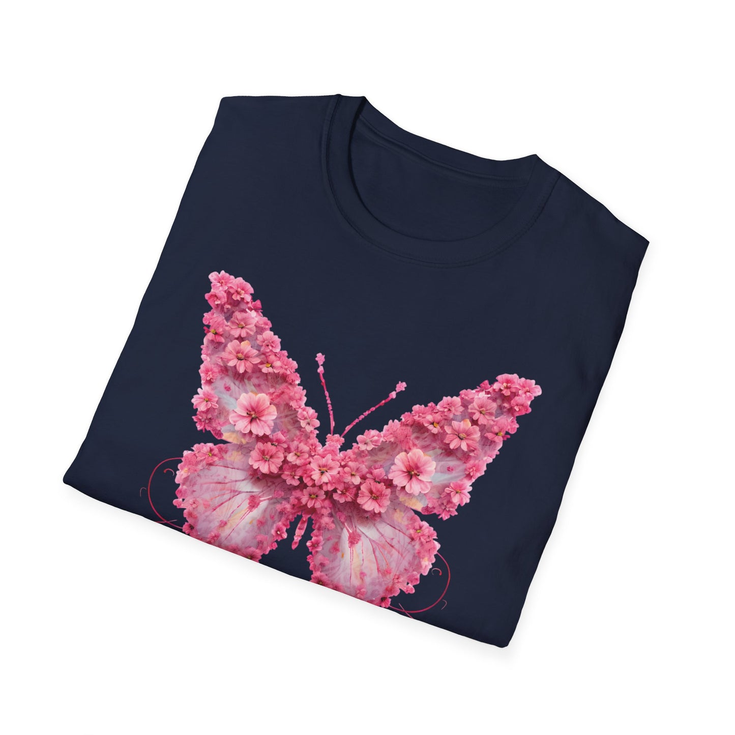 Elegant Floral Butterfly T-Shirt – Whimsical Design