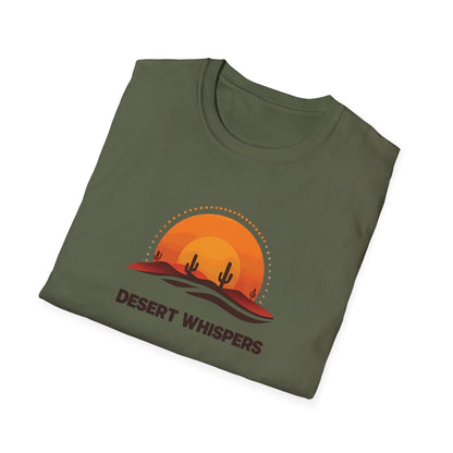 Desert Whispers T-Shirt – Nature Scene with Sunset, Cactus, and Sand Design