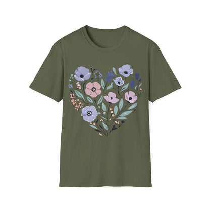 Heart Shaped Floral Arrangement T-Shirt -  Pastel Tones Design