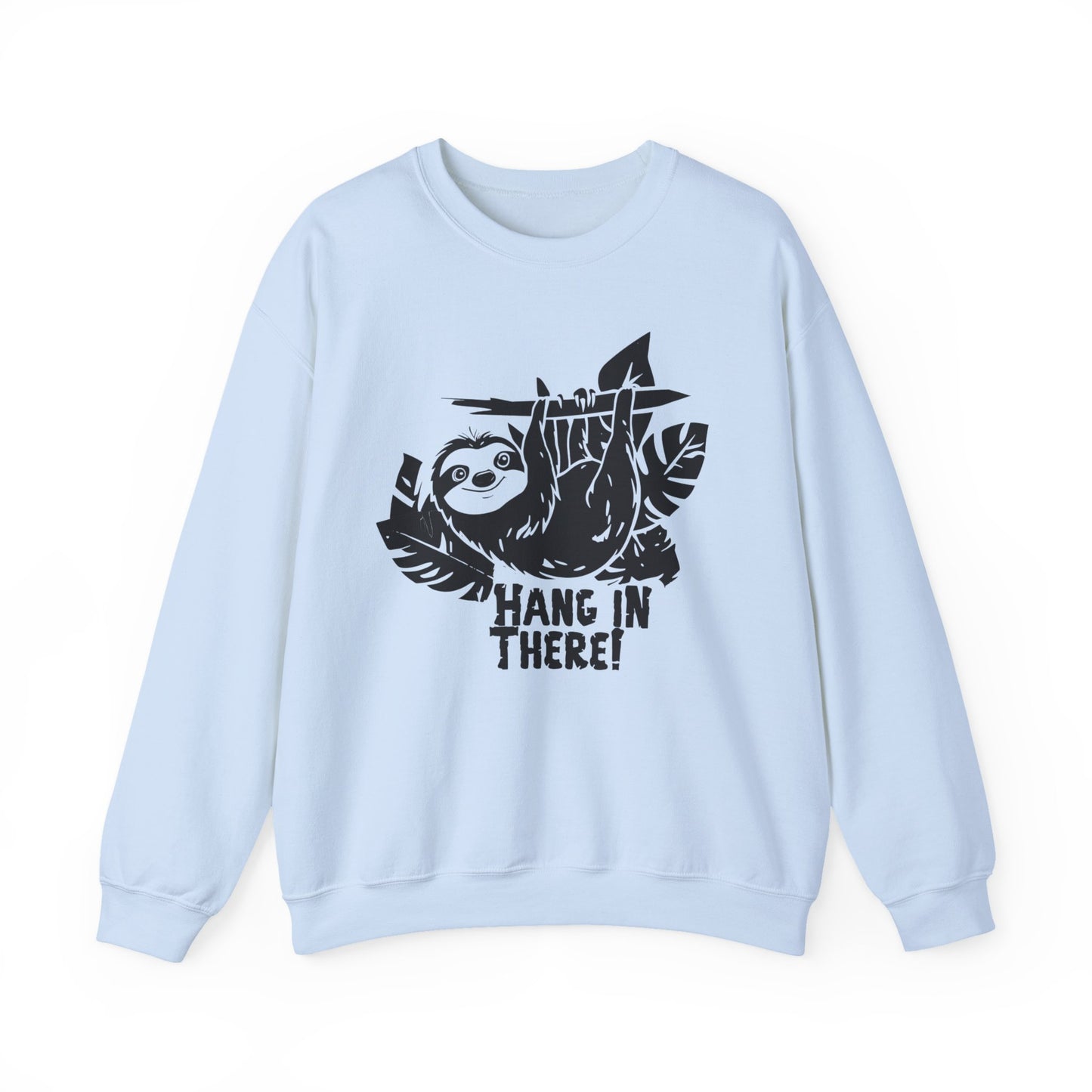 Hang In There! - Playful Minimalistic Sloth Silhouette Hanging Upside Down Sweatshirt
