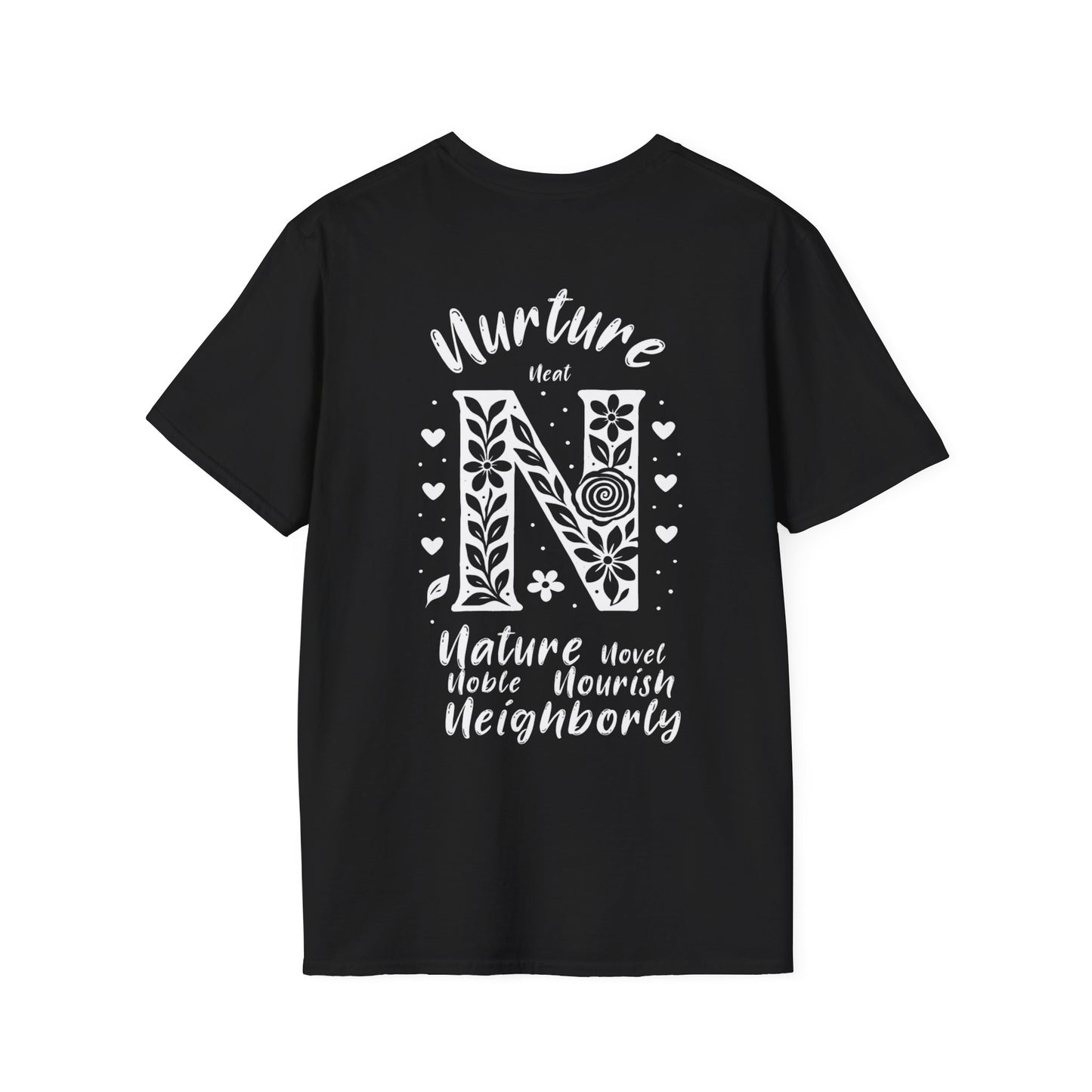 Letter N Flower T-Shirt - Letters Flowers Patterns Front And Back Design