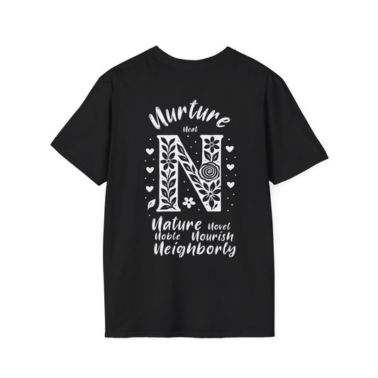 Letter N Flower T-Shirt - Letters Flowers Patterns Front And Back Design