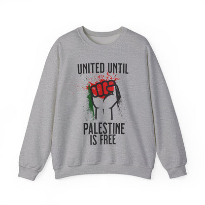 United Until Palestine Is Free - Activism Hand Palestinian Flag Front and Back Design Sweatshirt