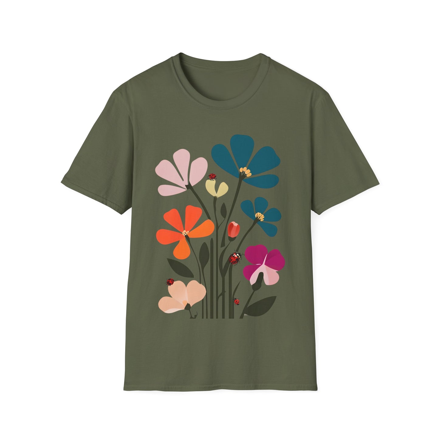 Vibrant Flowers Minimalistic T-Shirt Design