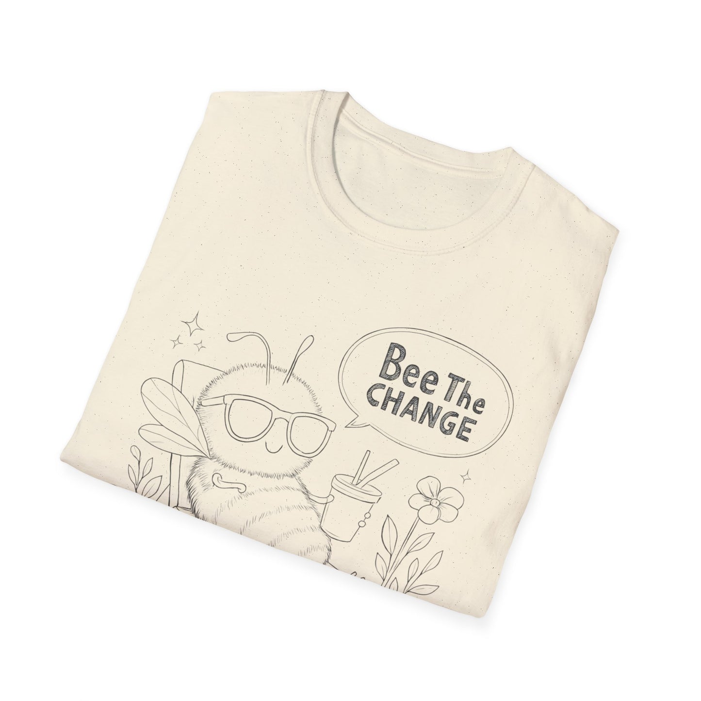 Bee The Change - Playful Cartoon Bee Outline With Sunglasses Relaxing With A Drink T-Shirt