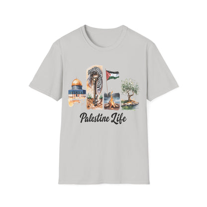 Palestine Life - Watercolor Four Panels of Palestinian Symbols T-Shirt
