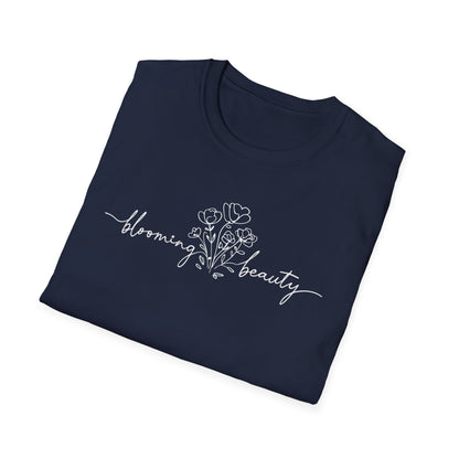 Blooming Beauty T-Shirt - Minimalistic Floral Hand Sketch Style Typography Design