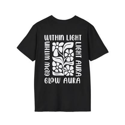 Light Aura White Boho Style Floral T-Shirt - Front And Back Design