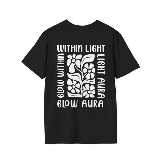 Light Aura White Boho Style Floral T-Shirt - Front And Back Design