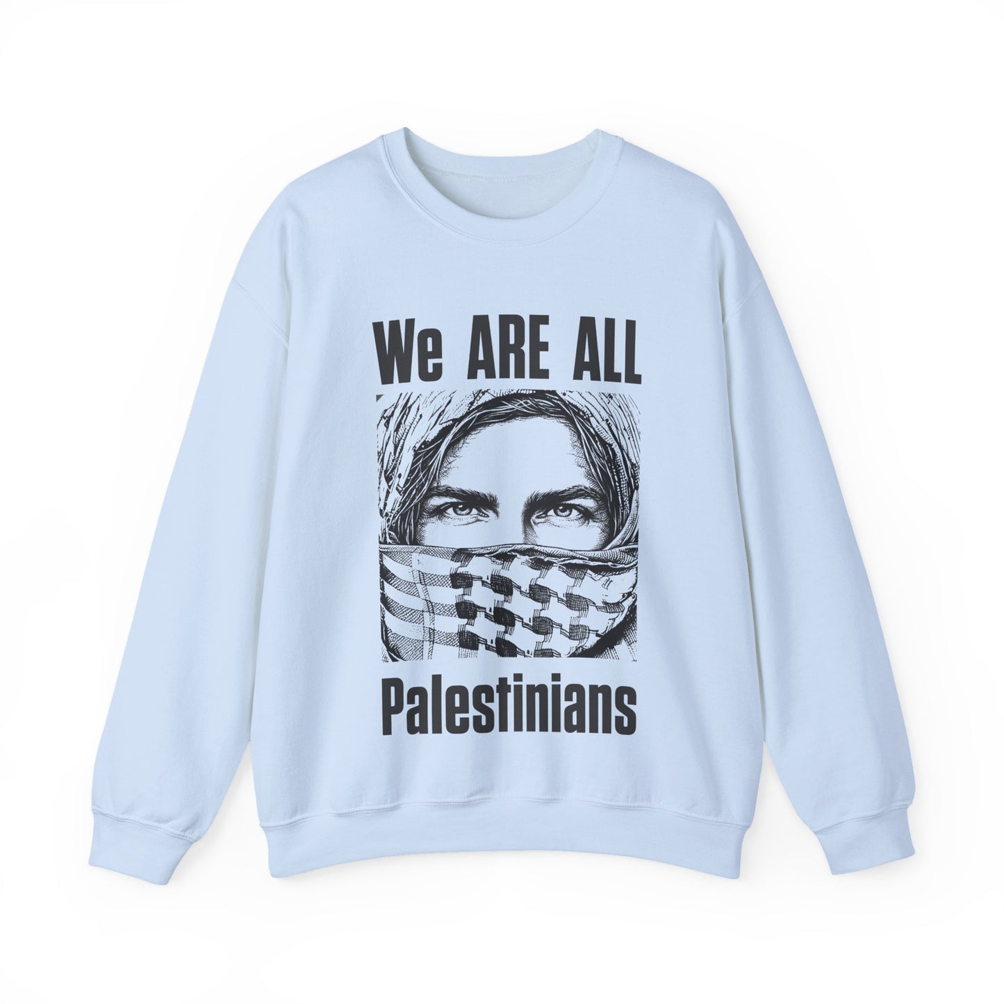 We are all Palestinians Graphic Sweatshirt mans face