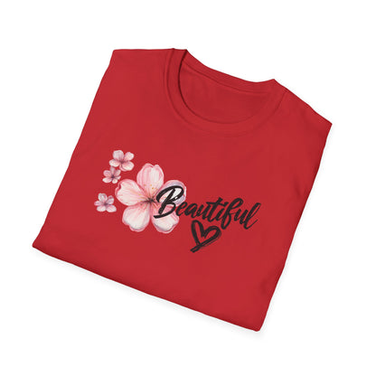 Beautiful T-Shirt - Cherry Blossom Flower with Heart - Brush Style Typography Design